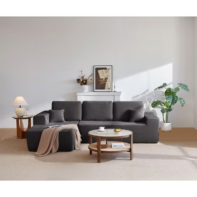 104"Cloud Sectional Sofa,L-Shaped Chaise,Deep Seat,Side Pockets,Plush Fabric,No Assembly,Grey,Left Facing | Target