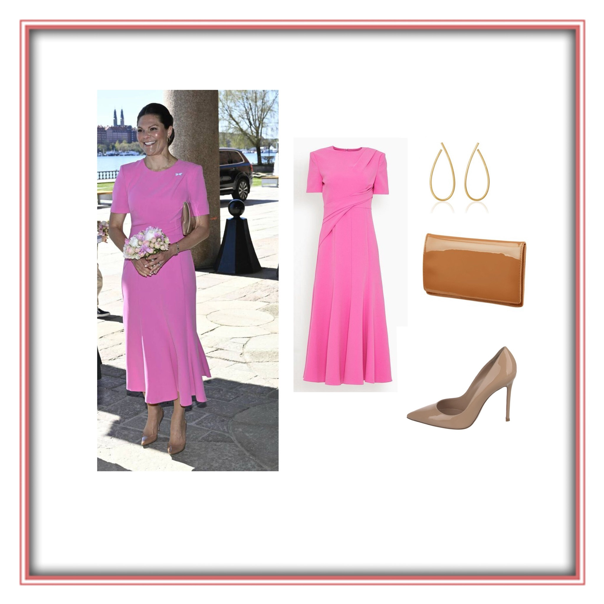 Crown Princess Victoria in Roland Mouret dress, abro clutch, dulong jewelry 