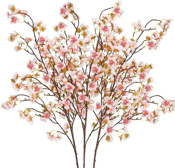 Silk Cherry Blossom Branches, 40.5in Artificial Cherry Blossom Flowers Long Stems Fake Flowers Va... | Amazon (US)