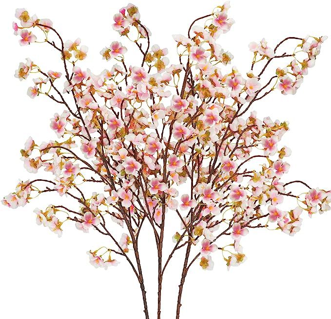 Silk Cherry Blossom Branches, 40.5in Artificial Cherry Blossom Flowers Long Stems Fake Flowers Va... | Amazon (US)