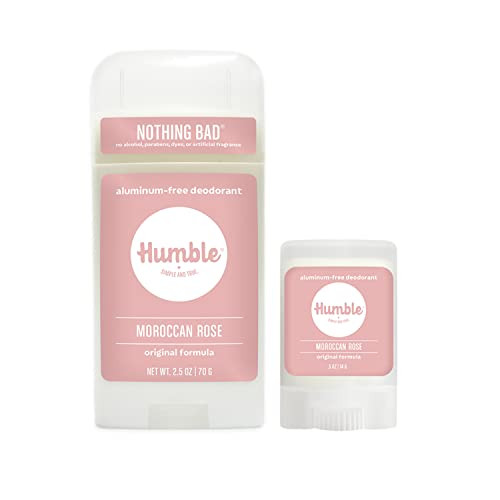 HUMBLE BRANDS Original Formula Aluminum-free Deodorant. Long Lasting Odor Control with Baking Soda and Essential Oils, Full and Travel Size (Moroccan Rose) | Amazon (US)