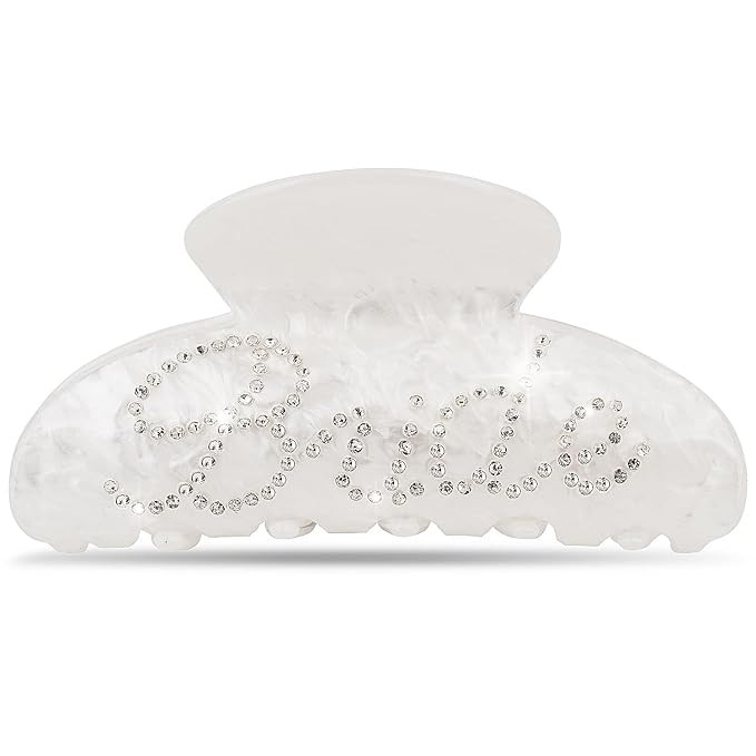 Bride Hair Claw Clip Bride Acrylic Hair Clip Wedding Gift for Bride Hair Decorations White Double... | Amazon (US)