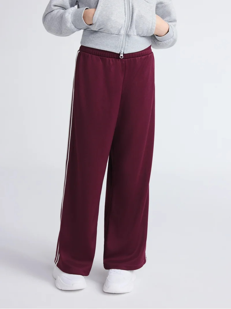 Weekend Academy Girls Wide Leg Track Pants with Side Stripes, Sizes 4-18 | Walmart (US)