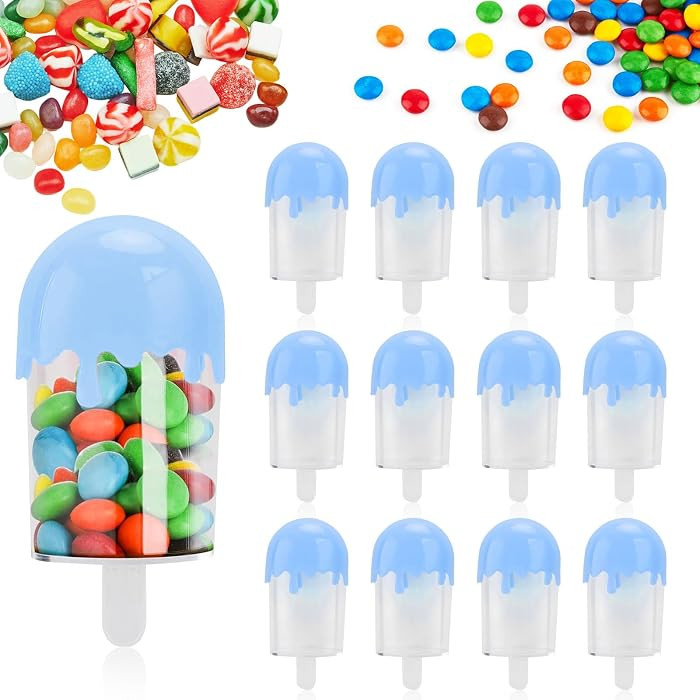 Buachois 12Pcs Plastic Candy Case, 11x5cm Ice Cream Shape Candy Storage Container, Personalized M... | Amazon (US)