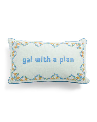 14x24 Needlepoint Gal With A Plan Embroidered French Knot Pillow | Throw Pillows | Marshalls | Marshalls
