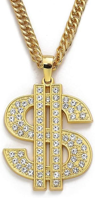 Gold Chain with Dollar Sign Big Money Necklaces for Men Women Stainless Steel Rhinestone Jewelry ... | Amazon (US)