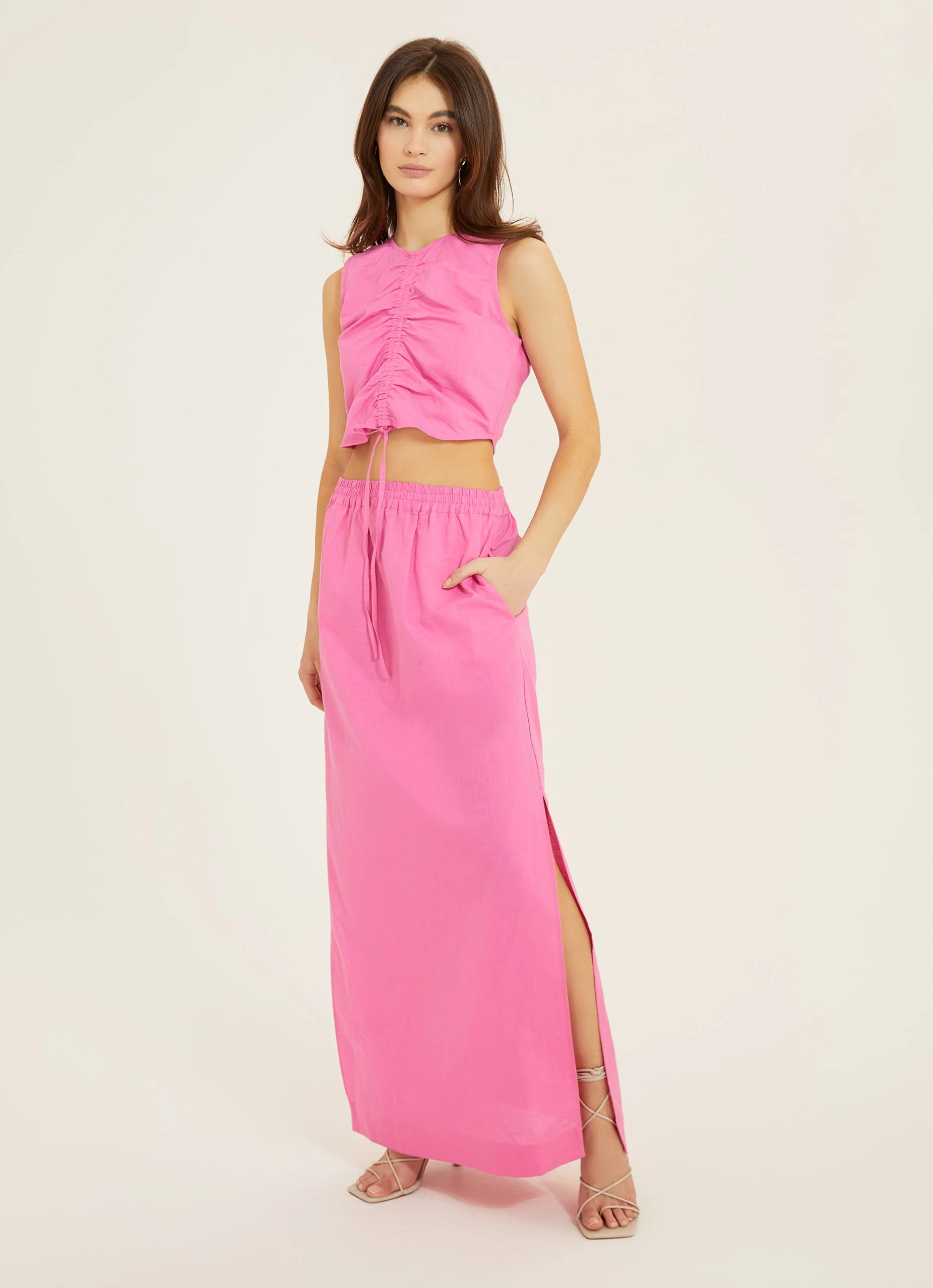 Maxi Skirt With Slits Hot Pink | Something Navy | Something Navy