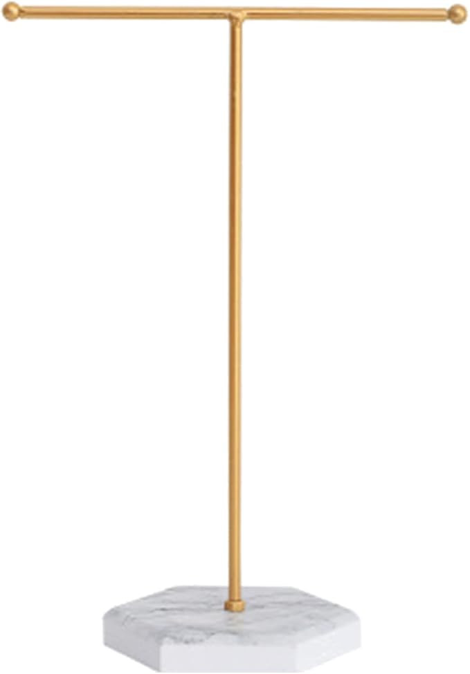 Jewelry Stand Display Necklace Holder T-Bar Plated Metal Tabletop Jewelry Organizer Tower for Sho... | Amazon (US)