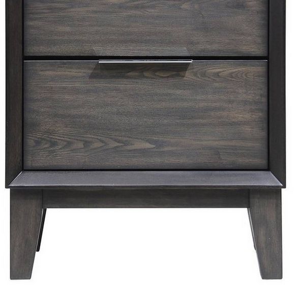 2 Drawer Wooden Nightstand with Metal handles and Chamfered Legs Gray - Benzara | Target