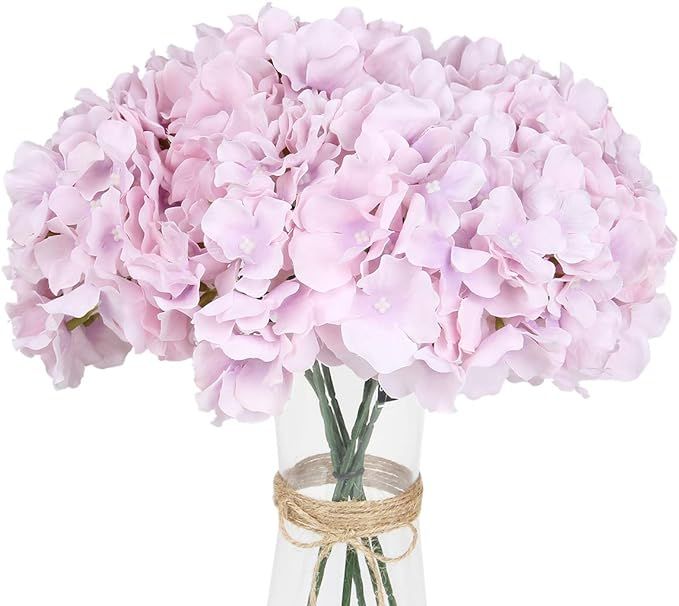 LuLuHouse Silk Hydrangea Heads with Stems,Vintage Purple Artificial Flower Heads DIY Wedding Cent... | Amazon (US)