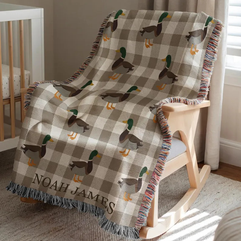 Custom Mallard Duck Blanket Personalized Duck Name Blanket Vintage Mallard Duck Nursery Decor Bab... | Etsy (US)