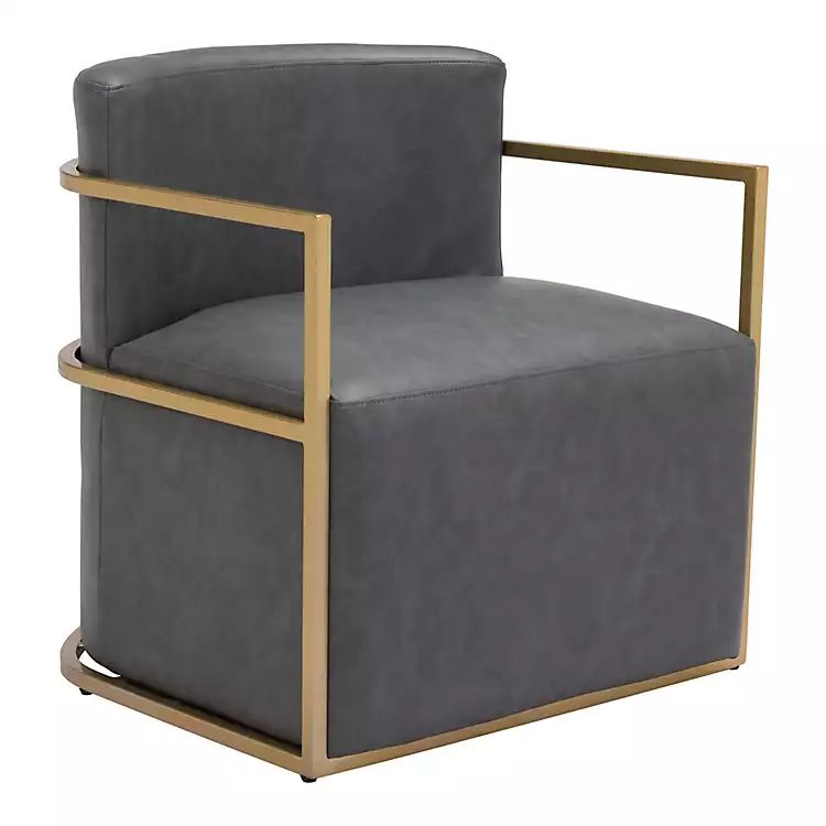 New! Gray Vinyl and Gold Frame Accent Chair | Kirkland's Home