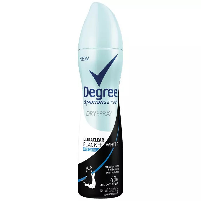Degree Ultra Clear Black + White Pure Clean Antiperspirant & Deodorant Dry Spray - 3.8oz | Target