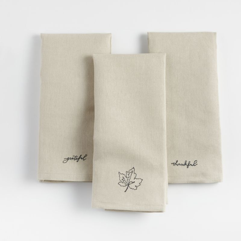 Thanksgiving Embroidered Dish Towel, Set of 3 + Reviews | Crate & Barrel | Crate & Barrel