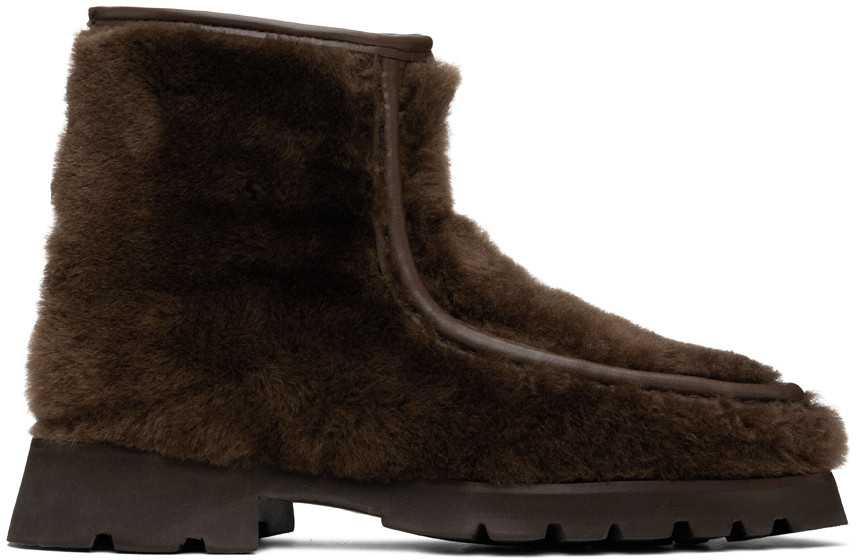 Brown Armenta Low Zipped Boots | SSENSE