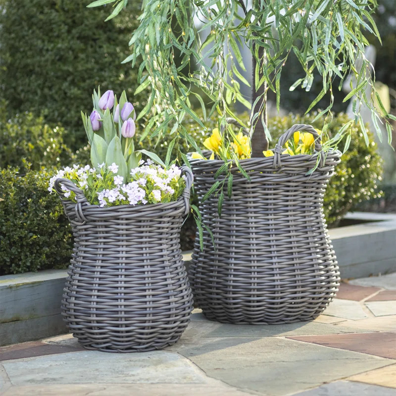 2 - Piece Resin Wicker Pot Planter | Wayfair Professional