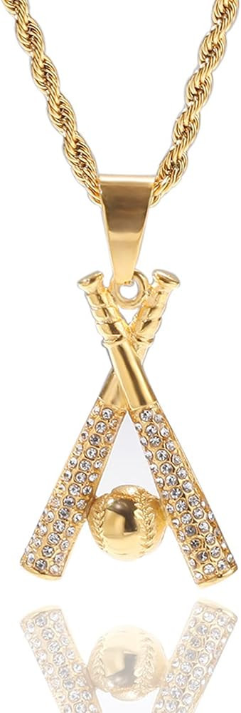 Baseball Chain Baseball Bat Necklaces for Boys Stainless Steel Baseball Chain Pendant Necklace fo... | Amazon (US)