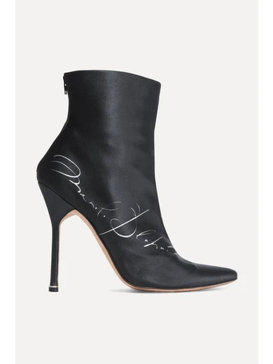 Vetements - Manolo Blahnik Printed Satin Ankle Boots - Black | NET-A-PORTER (US)
