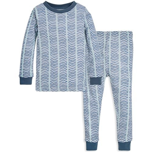 Burt's Bees Baby baby boys Pajamas, Tee Pant 2-piece Pj Set, 100% Organic Cotton and Toddler Pajama Bottoms, Blue Watercolor Chevron, 24 M US | Amazon (US)