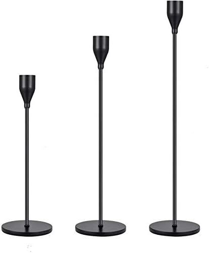 JINGYUAN Black Taper Candle Holder Set of 3 for Taper Candle Black Candlesticks Holder Candelabra... | Amazon (US)