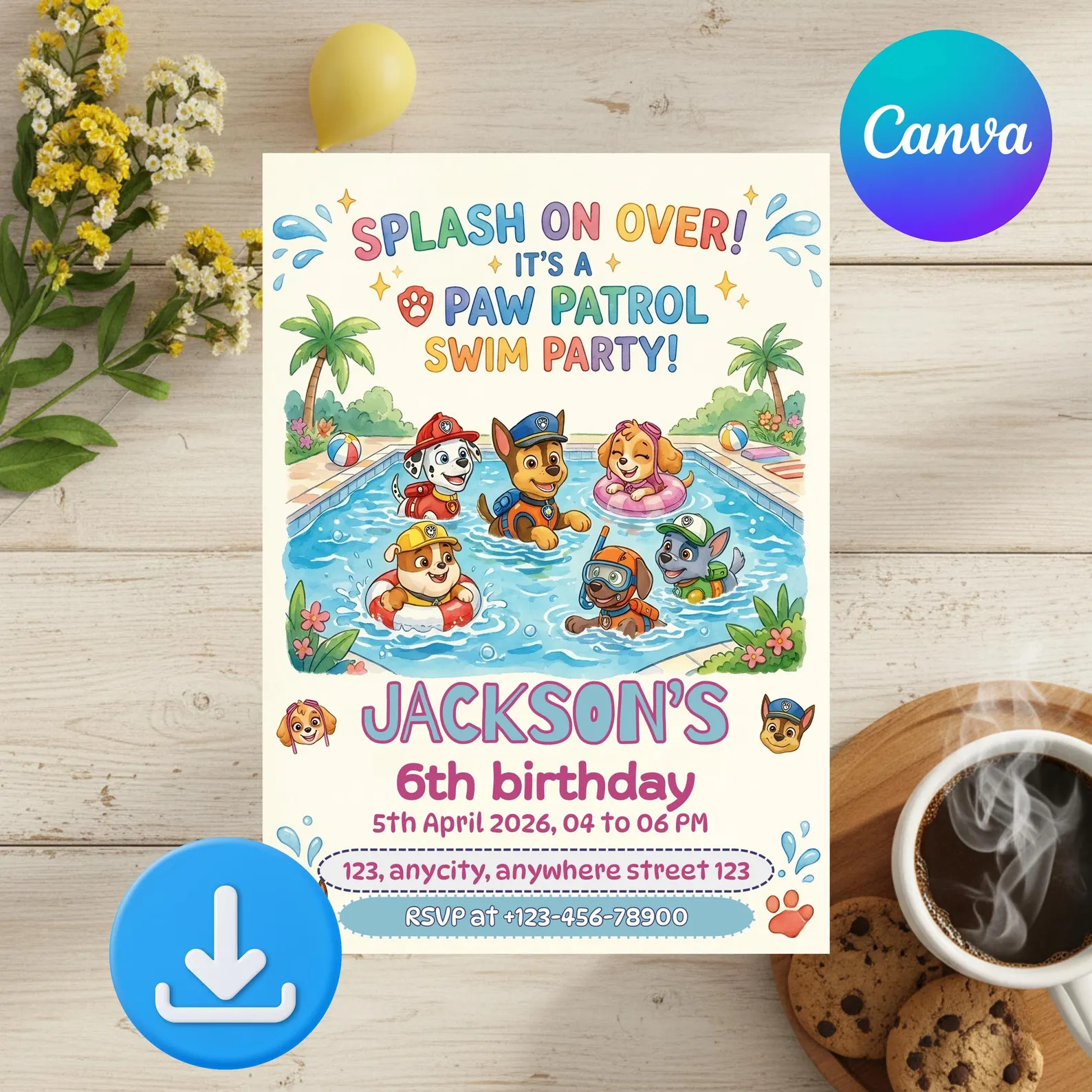 Editable Paw-ty Birthday Invitation | Puppy Party Invite | Canva Digital Download | Kids Birthday... | Etsy (Global)