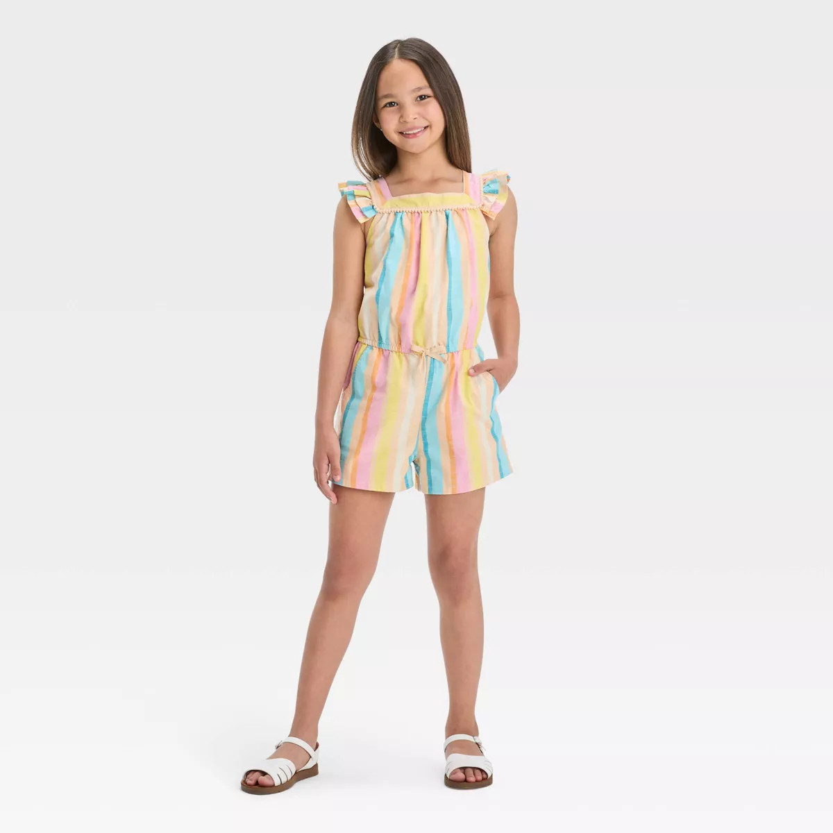 Girls' Flutter Sleeve Romper- Cat & Jack™ | Target