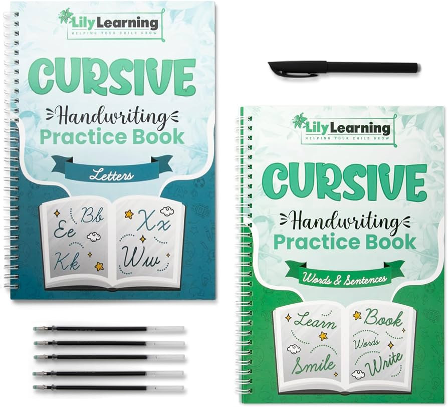 Cursive Handwriting Kit - Reusable Copybooks for Kids - Large Writing Practice Books - Magic Ink,... | Amazon (US)