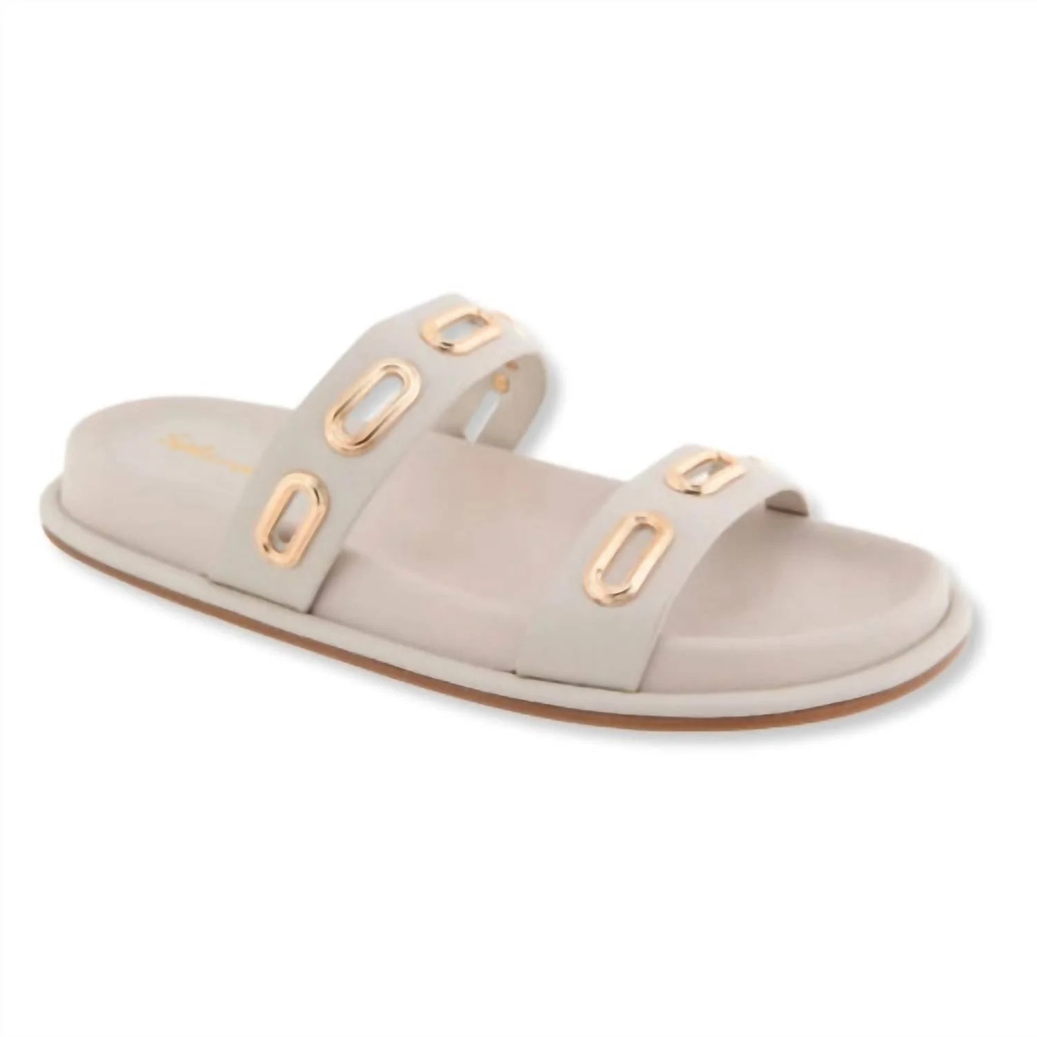 Women's Carmen Slide Sandal In White Sand | Shop Simon