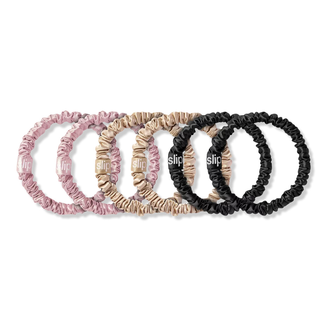 Pink, Black & Caramel Pure Silk Skinny Scrunchies | Ulta