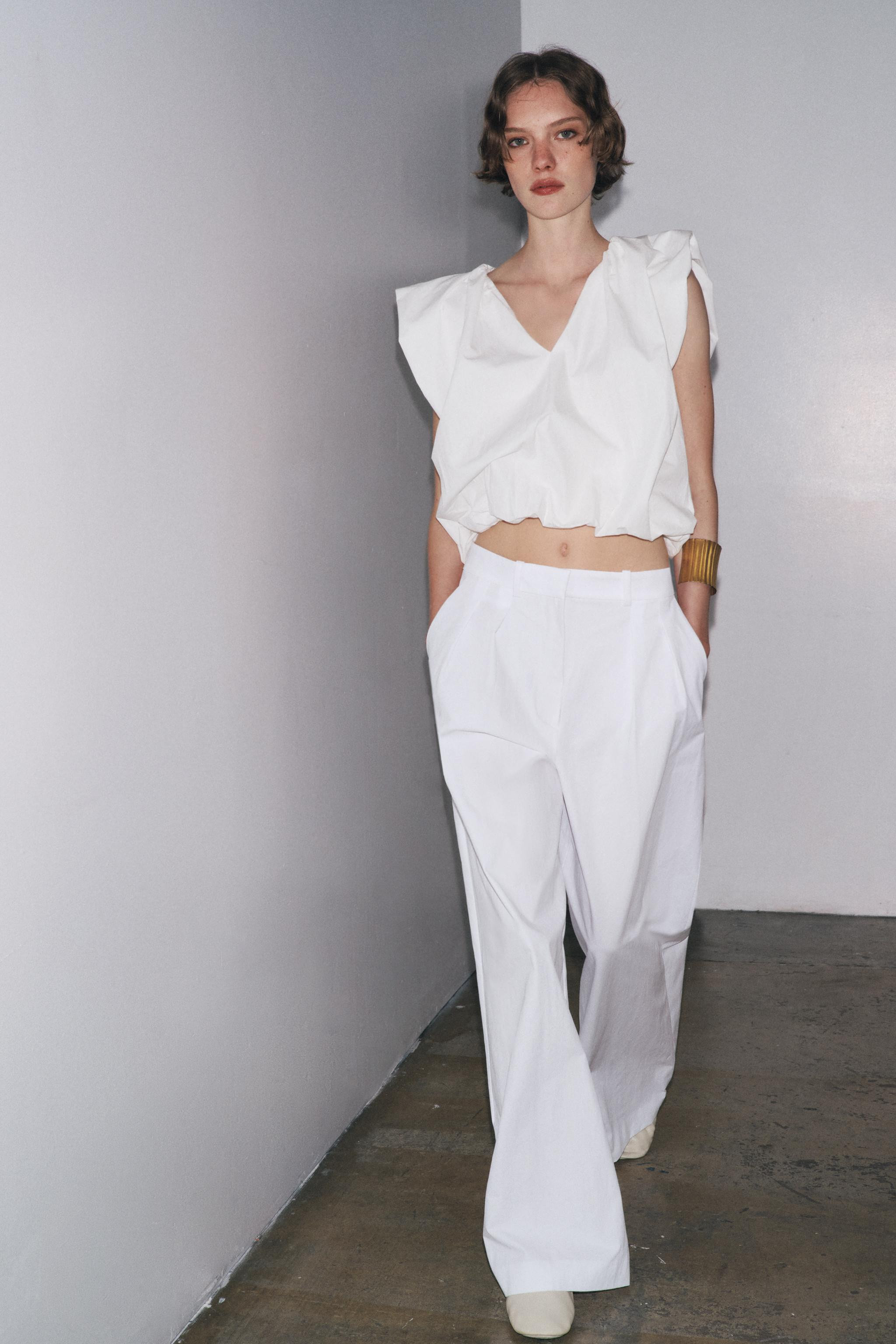 ZW COLLECTION BALLOON POPLIN TOP | Zara US