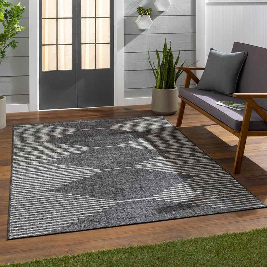 Okswerd Global Charcoal Area Rug | Mark & Day