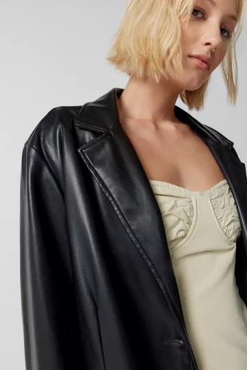 UO Jules Faux Leather Blazer | Urban Outfitters (US and RoW)