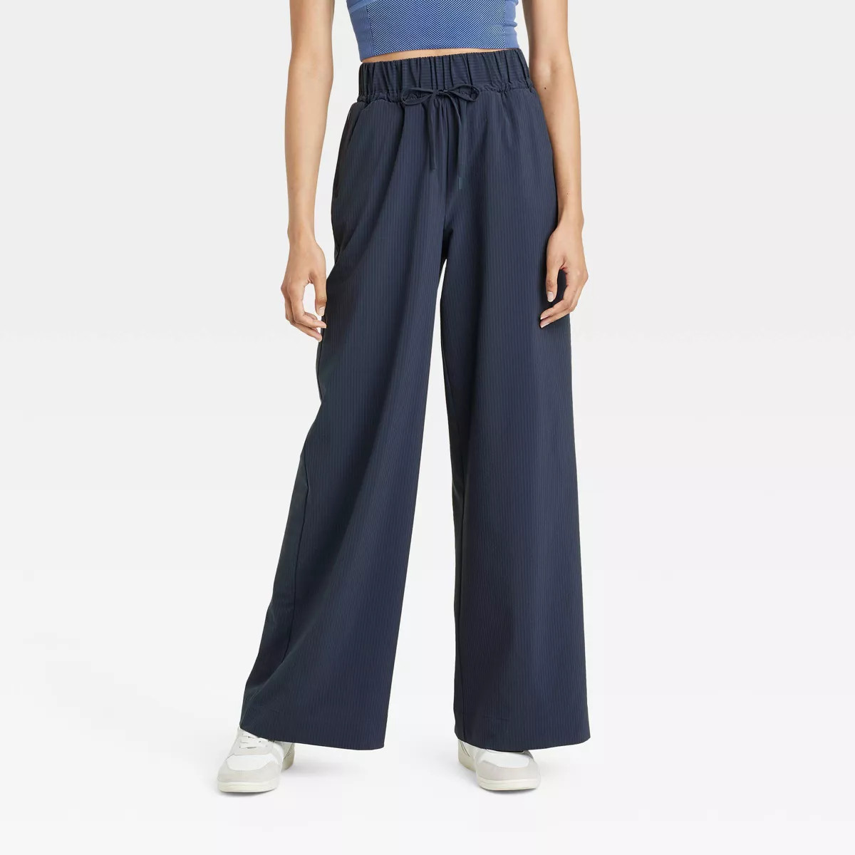 Women's Woven High-Rise Seersucker Wide Leg Pants - All In Motion™ | Target