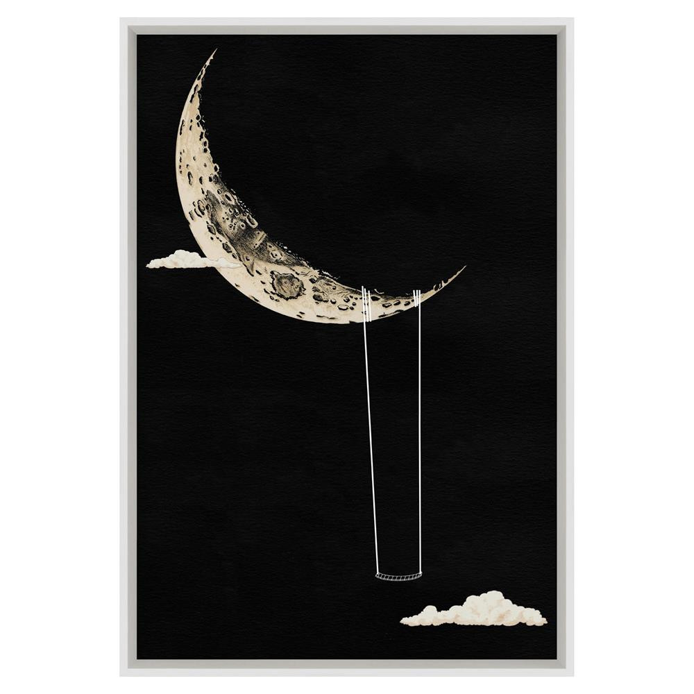 Arwin Modern Classic Swing to Moon Kids Framed Art | Kathy Kuo Home