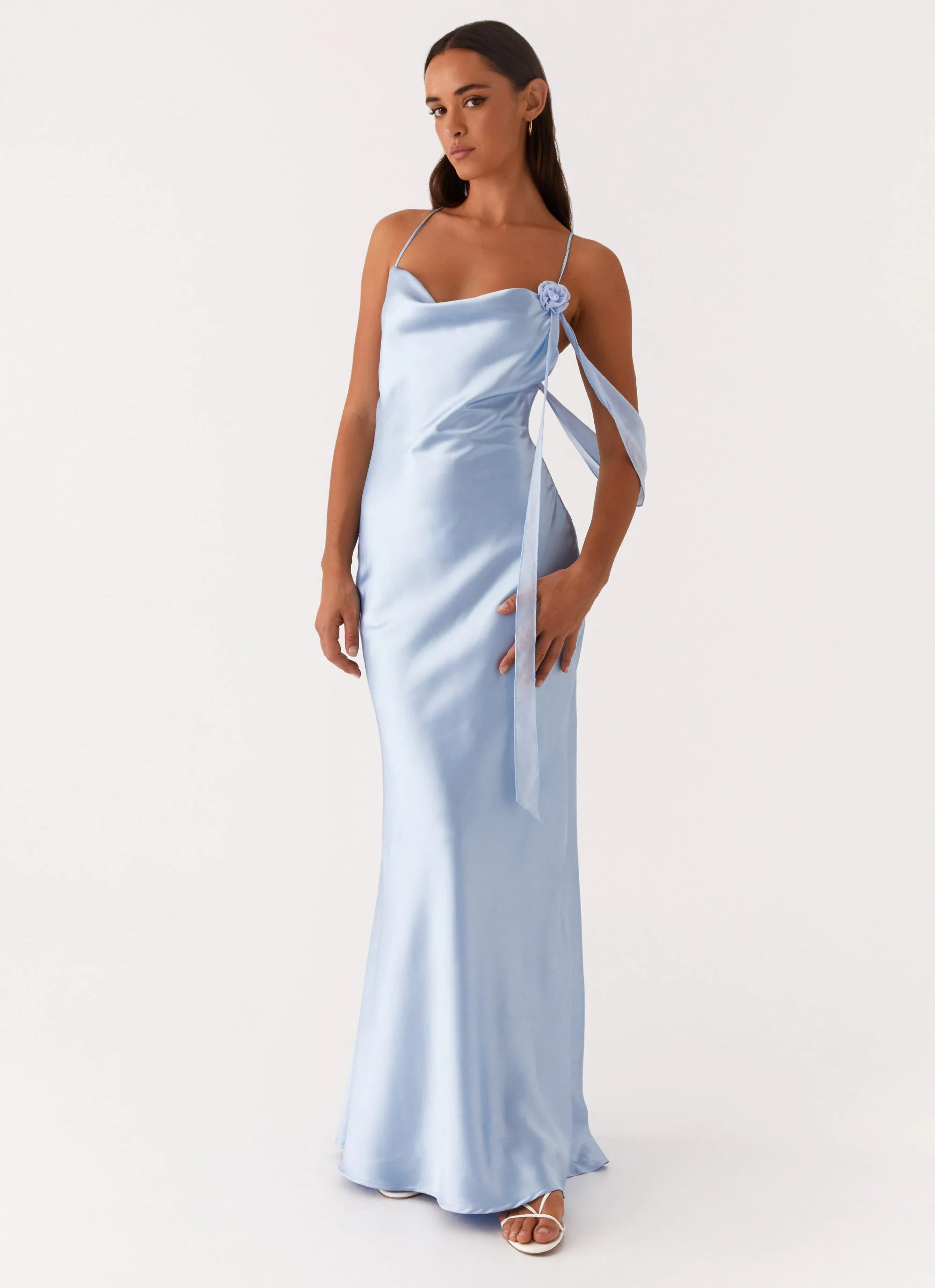 Too Sweet Satin Maxi Dress - Blue | Peppermayo (Global)