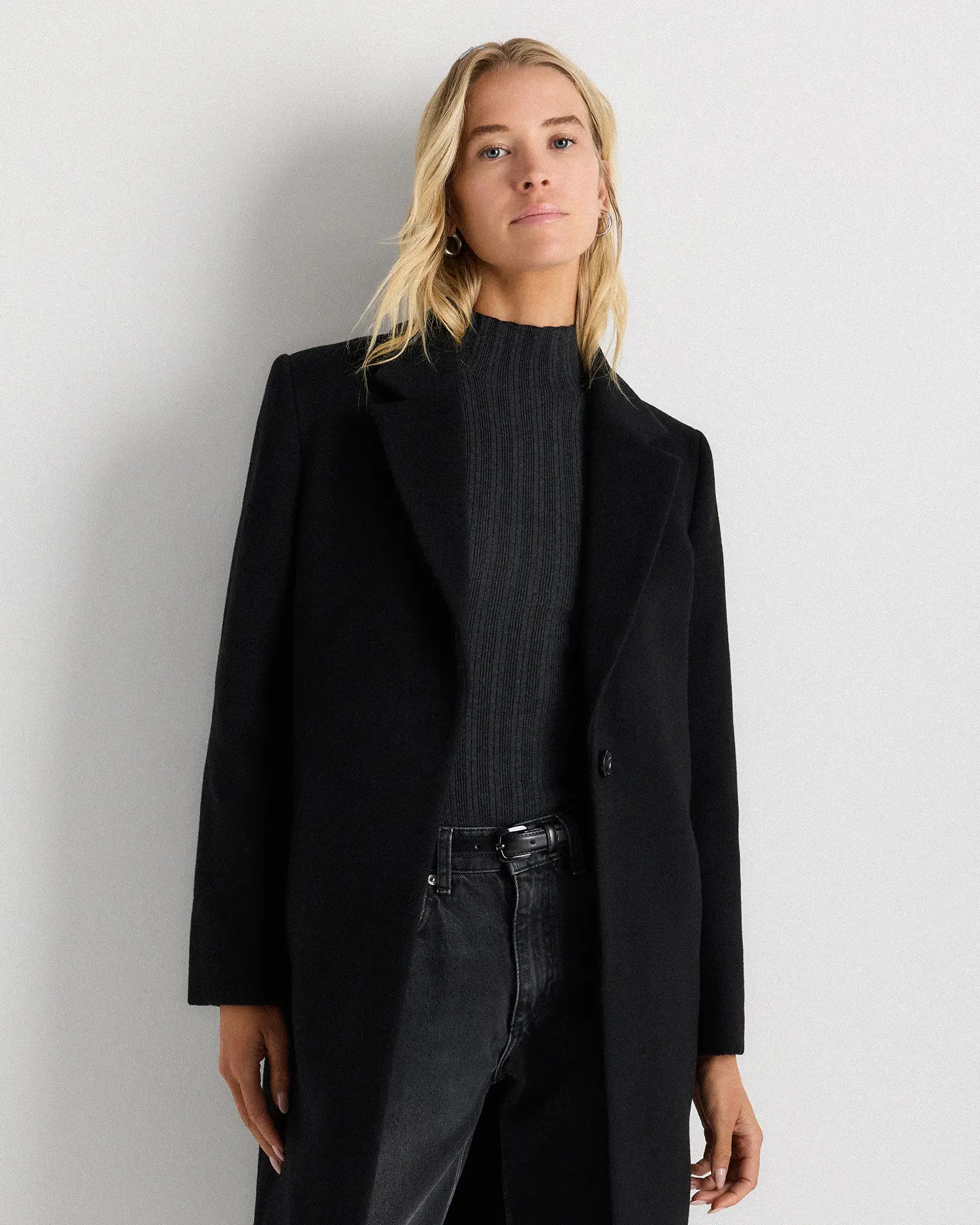 Wool Cashmere Classic Single-Breasted Coat in Black | Quince