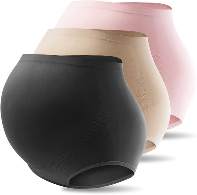 Mama Plus Women's Over Bump Maternity Underwear High Waist Seamless Pregnancy Briefs Nylon Pantie... | Amazon (US)