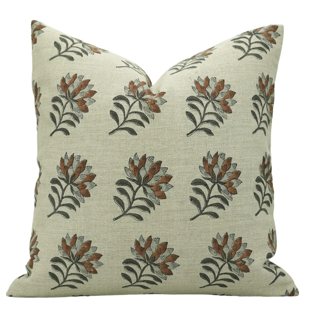 Floral Linen Indoor/Outdoor Pillow Cover | Wayfair North America