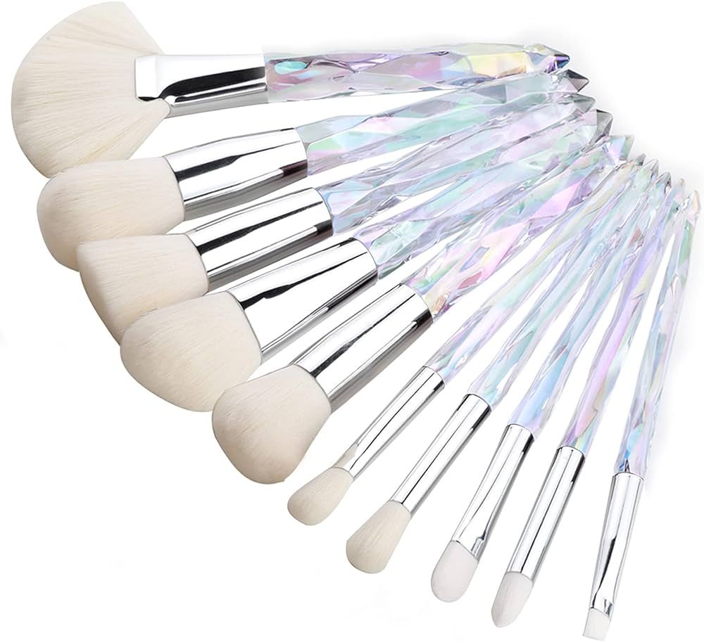 Kingtree Crystal Makeup Brush Set, 10PCS Sparkling Premium Makeup Brushes Professional Synthetic ... | Amazon (US)