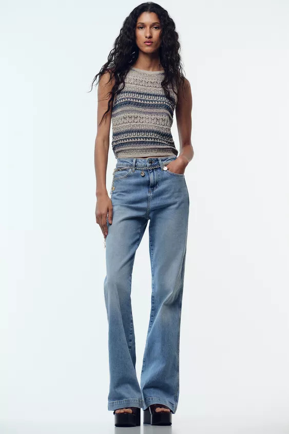 JEANS Z1975 BOOTCUT TIRO ALTO CINTURÓN CADENA | Zara US
