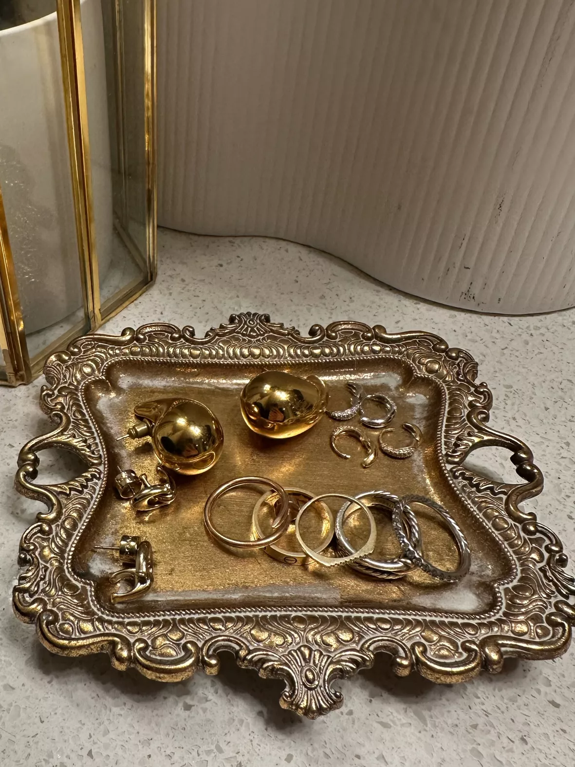  Funly mee Small Antique Trinket Dish Vintage Gold
