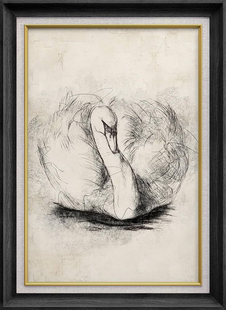 SIGNWIN Premium Frame Art Vintage Retro Forest Lake Swan Bird Portrait Animals Wilderness Illustr... | Amazon (US)