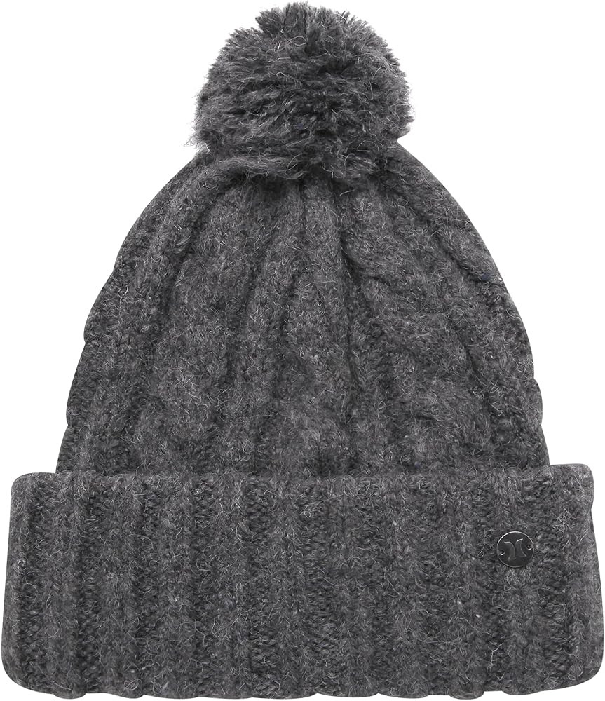 Hurley Womens Beanie - Ribbed Cable Knit Cuff Crown with Pom Beanie for Women - Warm Winter Hats ... | Amazon (US)