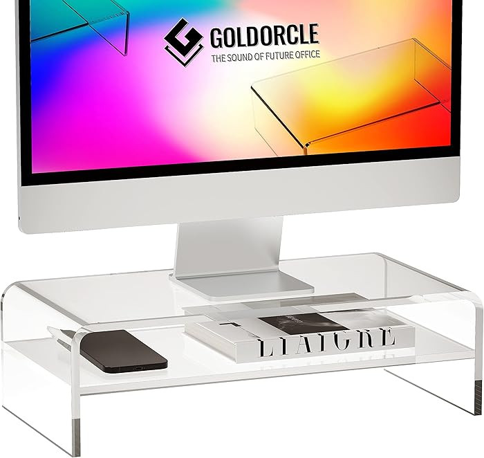 Acrylic Monitor Stand Riser Clear Computer Monitor Stand (Big) | Amazon (US)