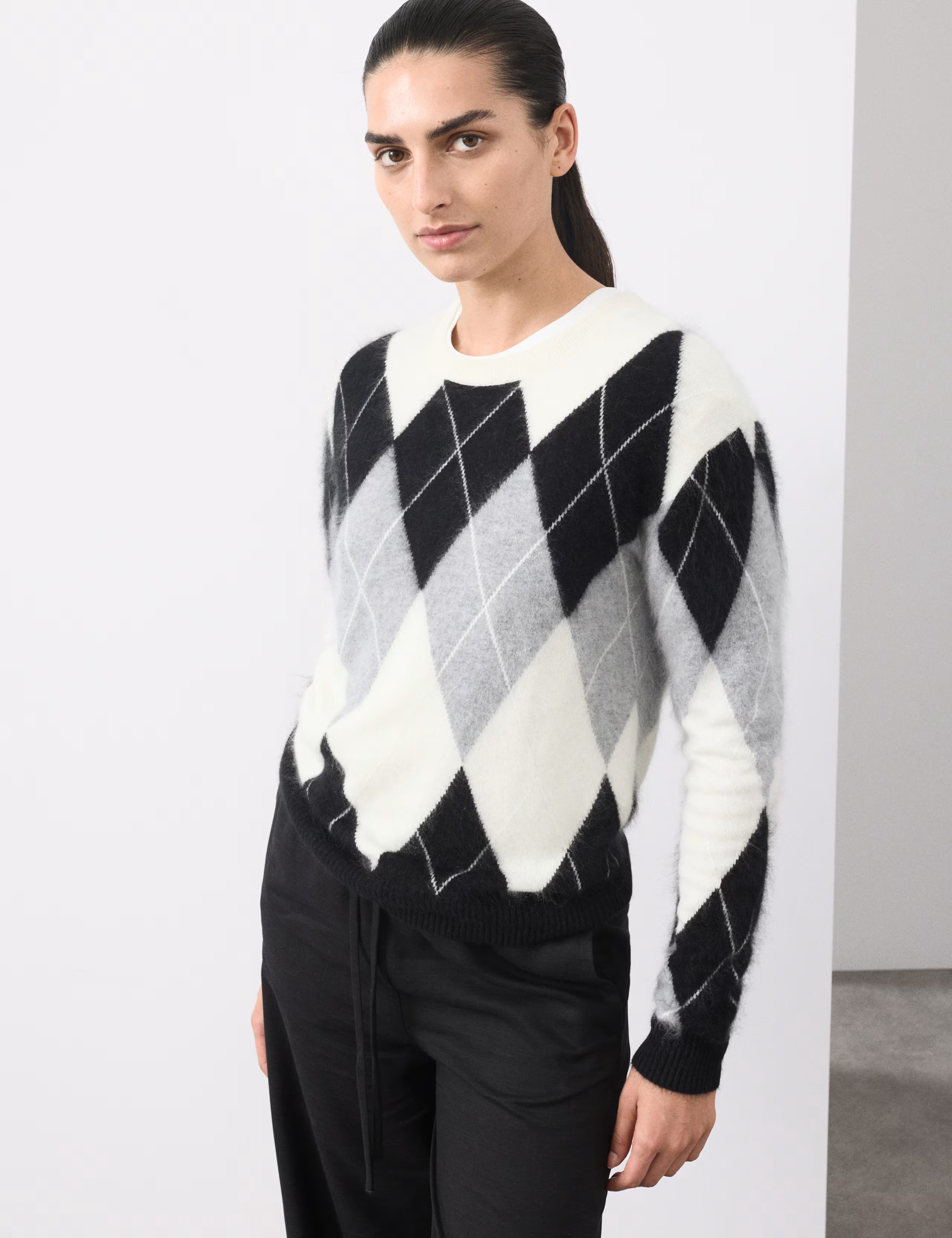 Merino Wool Rich Brushed Argyle Jumper with Cashmere | Marks & Spencer (UK)