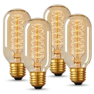DORESshop 40-Watt Equivalent Vintage T45 Dimmable E26 Base Incandescent Edison Light Bulb 2700K (4-Pack) | Target