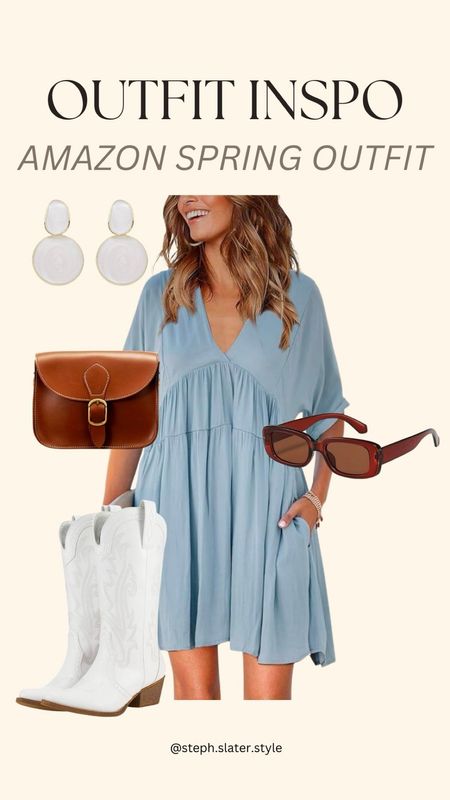 Amazon spring dress outfit! Obsessed with this blue for spring and you could dress it down with sneakers! 

#LTKSeasonal #LTKstyletip #LTKworkwear