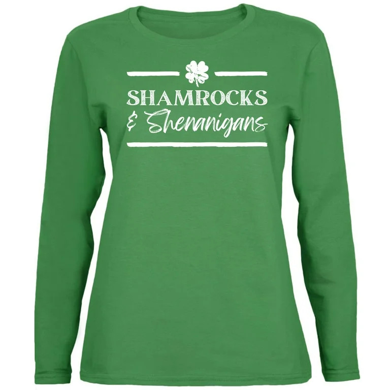 St Patricks Day Shamrock and Shenanigans Womens Long Sleeve T Shirt | Walmart (US)