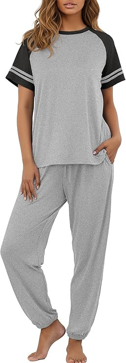 PrinStory Womens Pajama Sets Short Sleeve Pjs 2 Piece Lounge Set Soft Pj Sets Lightweight Sleepwe... | Amazon (US)
