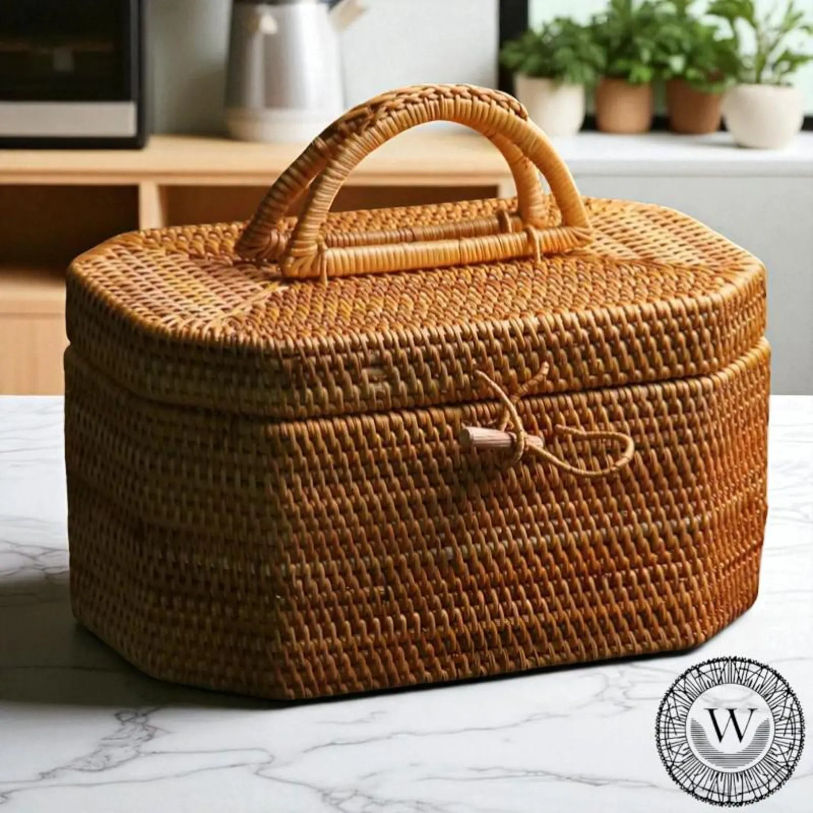 Minimalist Rattan Basket, Rustic Home Organizer, Wicker Tea Box - Etsy | Etsy (US)